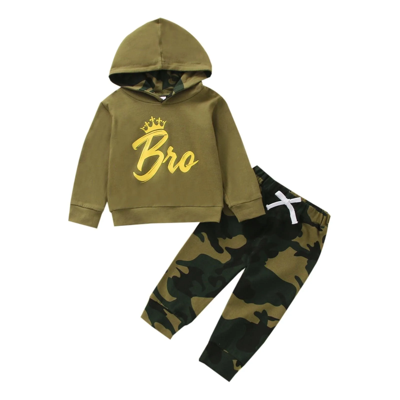 2 Pieces Set Baby Boys Letters Hoodies Sweatshirts And Camo Pants