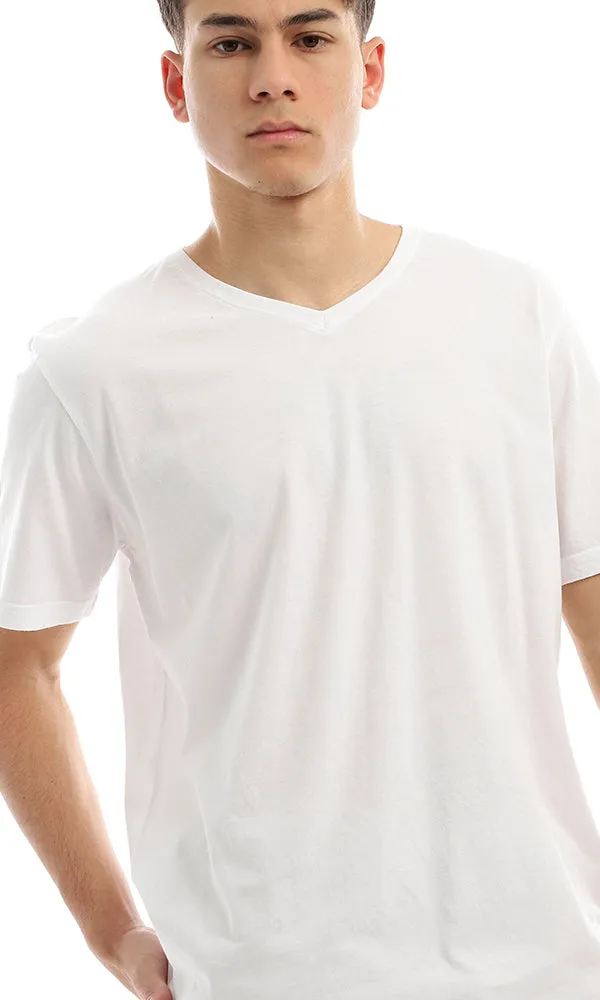 21218 Slip On V-Neck Standard Fit Off-Whit Tee