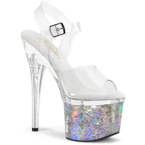 7 Inch Heel ESTEEM-708CK Silver Holo Crackle