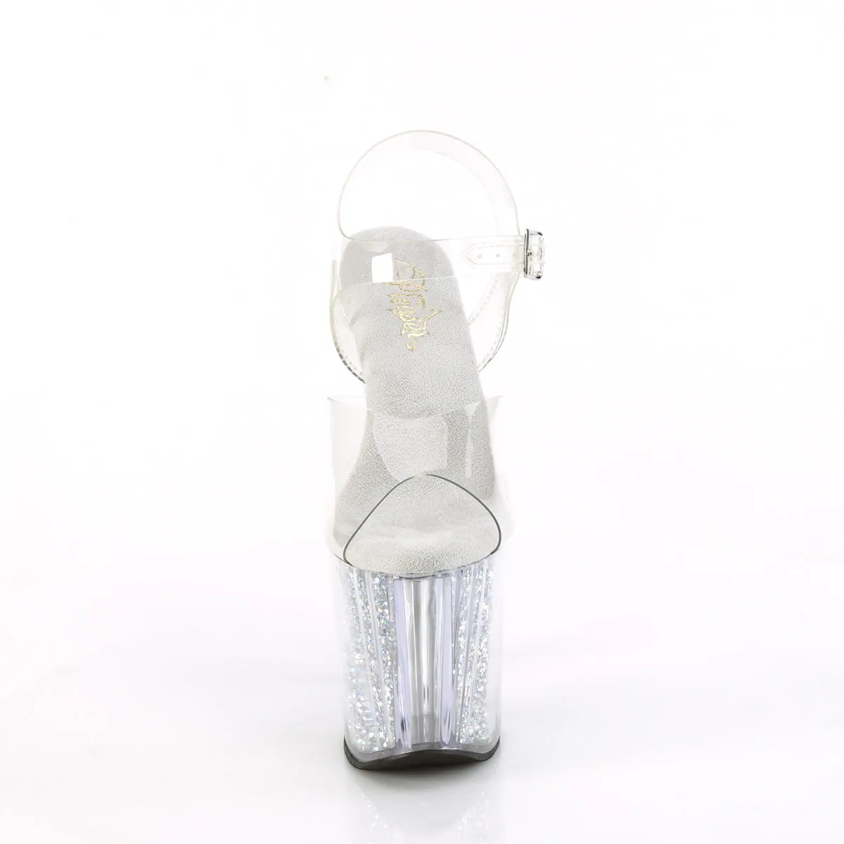 8 Inch Heel ENCHANT-708RSI Clear Silver Rhinestone