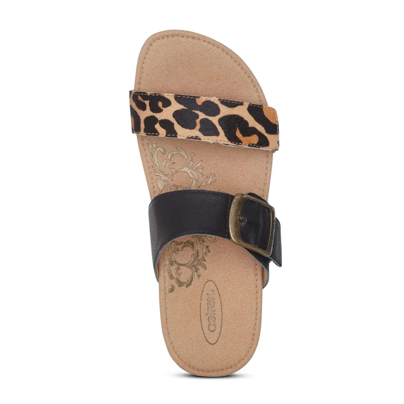 Aetrex Daisy Slide Sandal (Women) - Leopard Leather