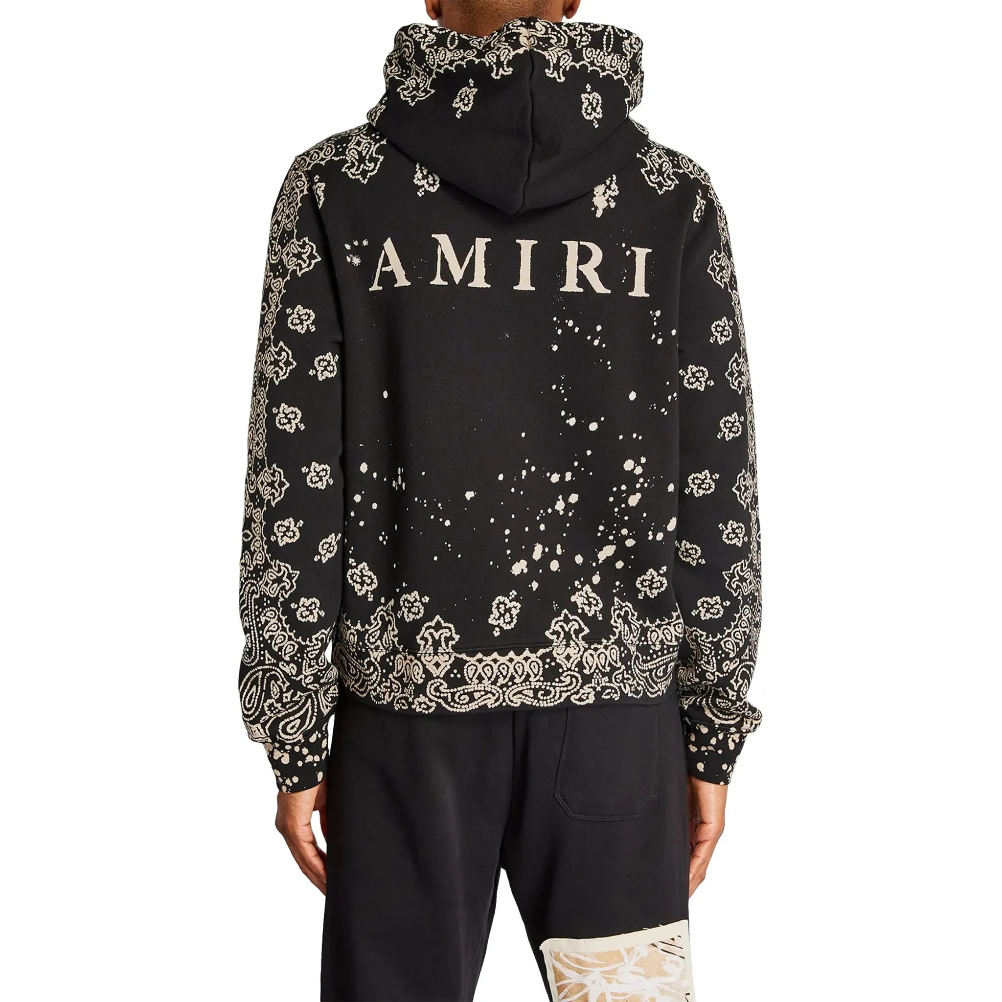 Amiri Bandana Bleach All Over Black White Hoodie