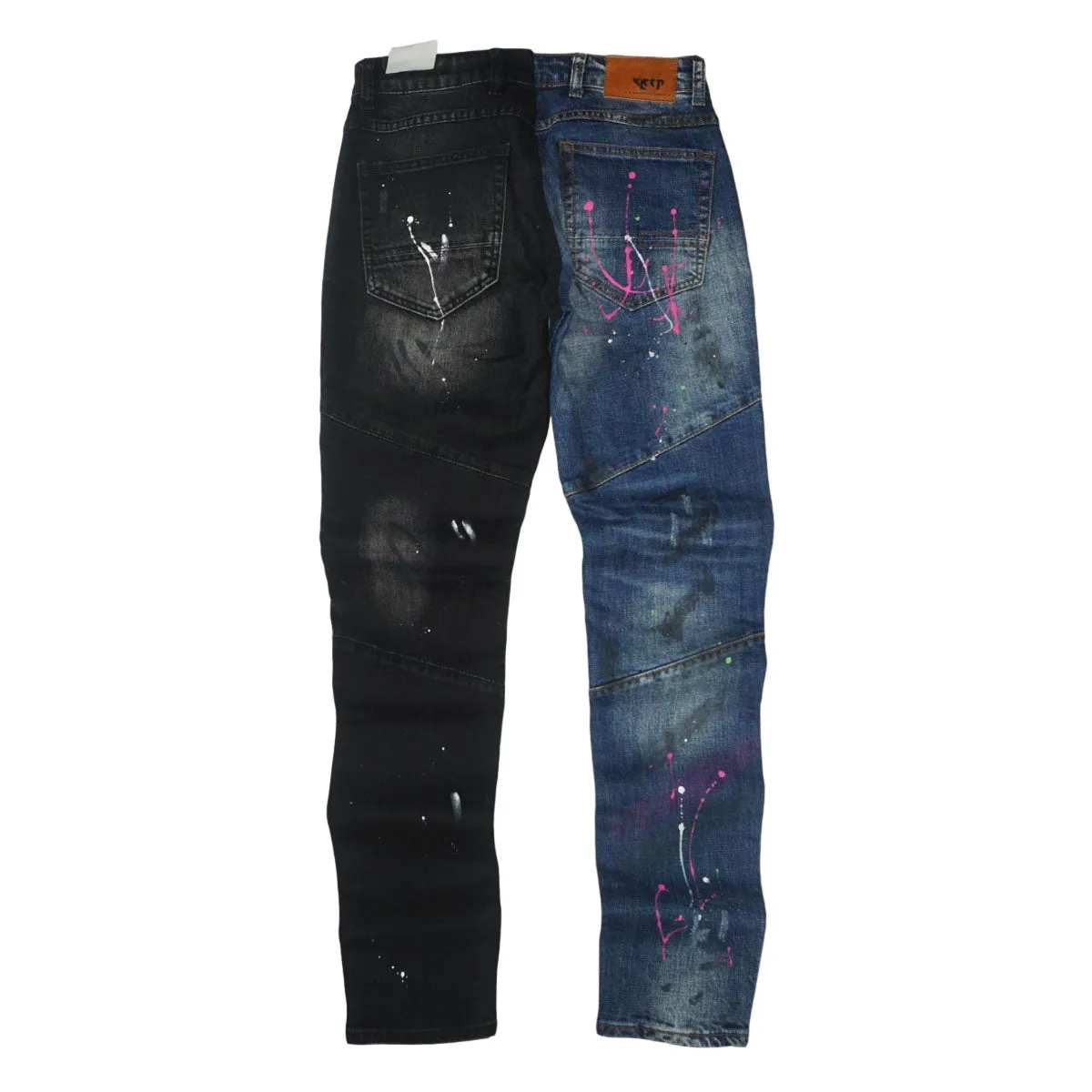 Aspen Heavy Washed Half and Half Denim (Blu/Blk)C8