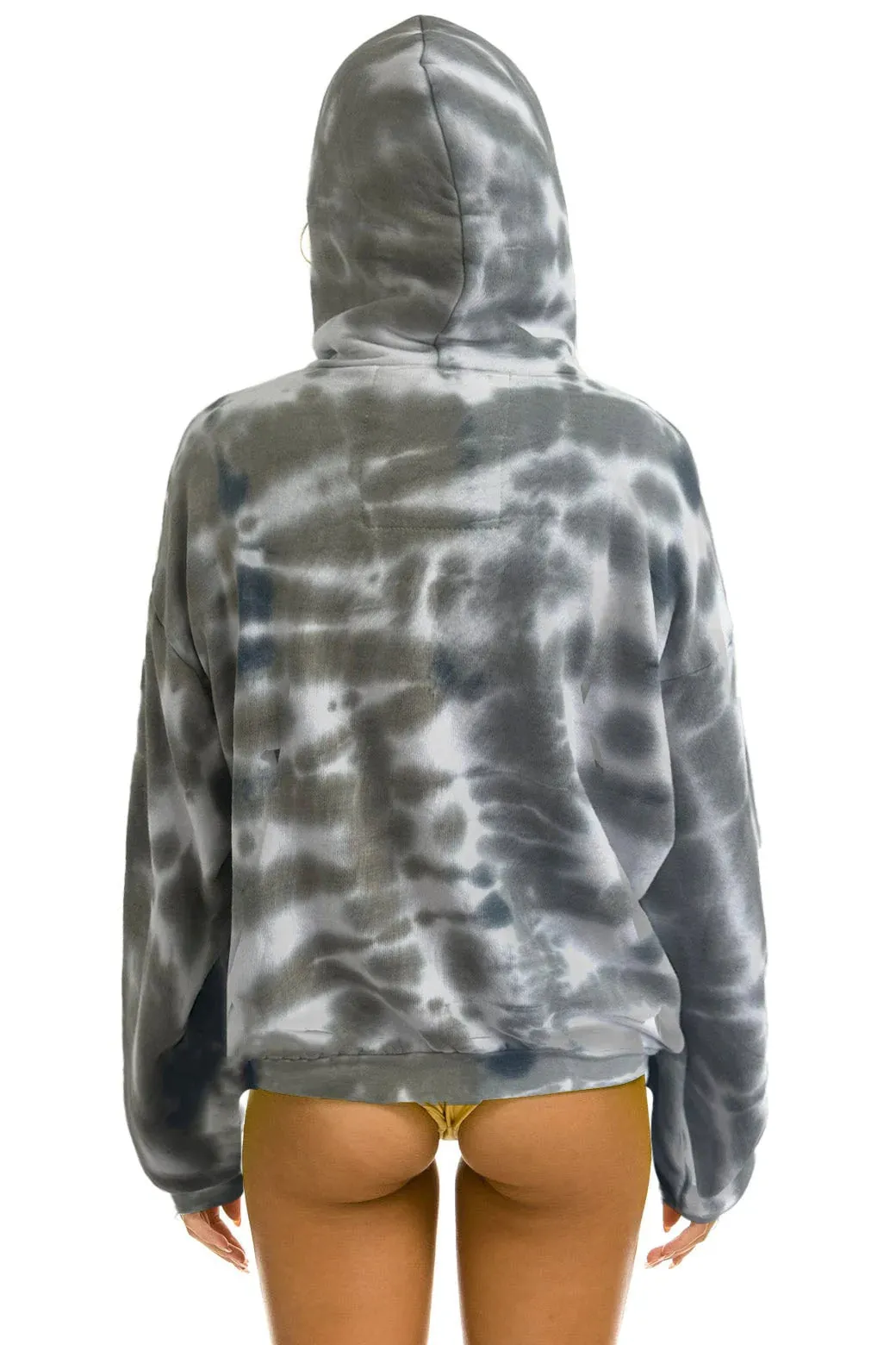 Relaxed Fit Hand-Dyed Tie-Dye Pullover Hoodie in Grey and Olive by Aviator Nation