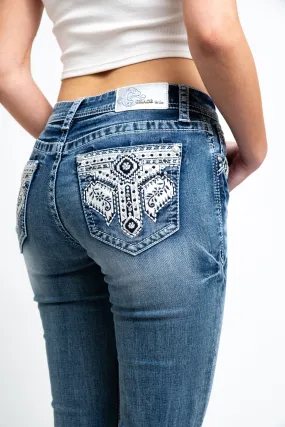 Aztec Modify Embellished Mid Rise Bootcut Jeans