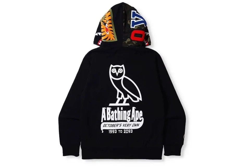 BAPE X OVO REVERSIBLE FULL ZIP HOODIE  BLACK