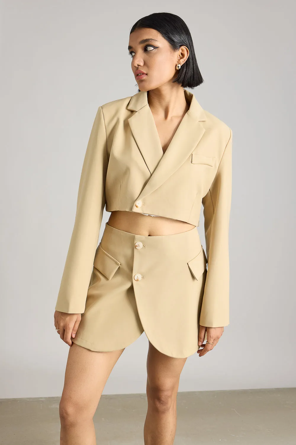 Beige Cropped Blazer