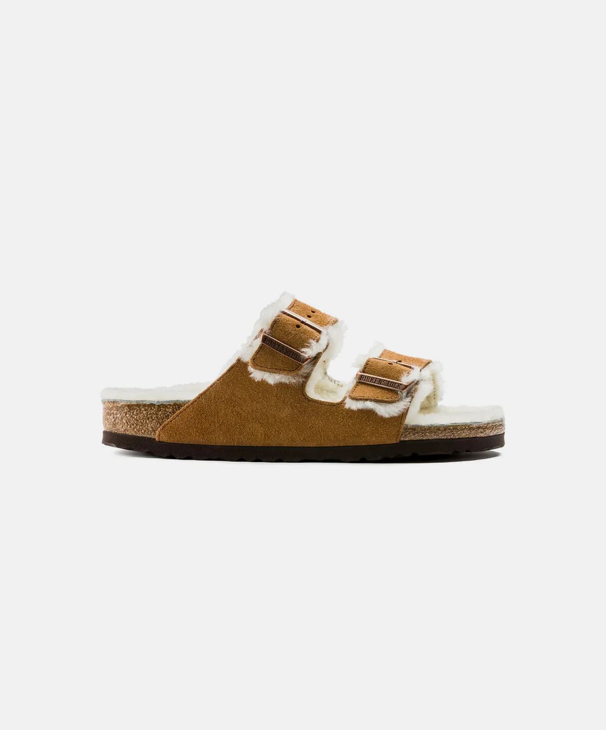 Birkenstock Arizona Suede Leather Shearling Mink Sandals