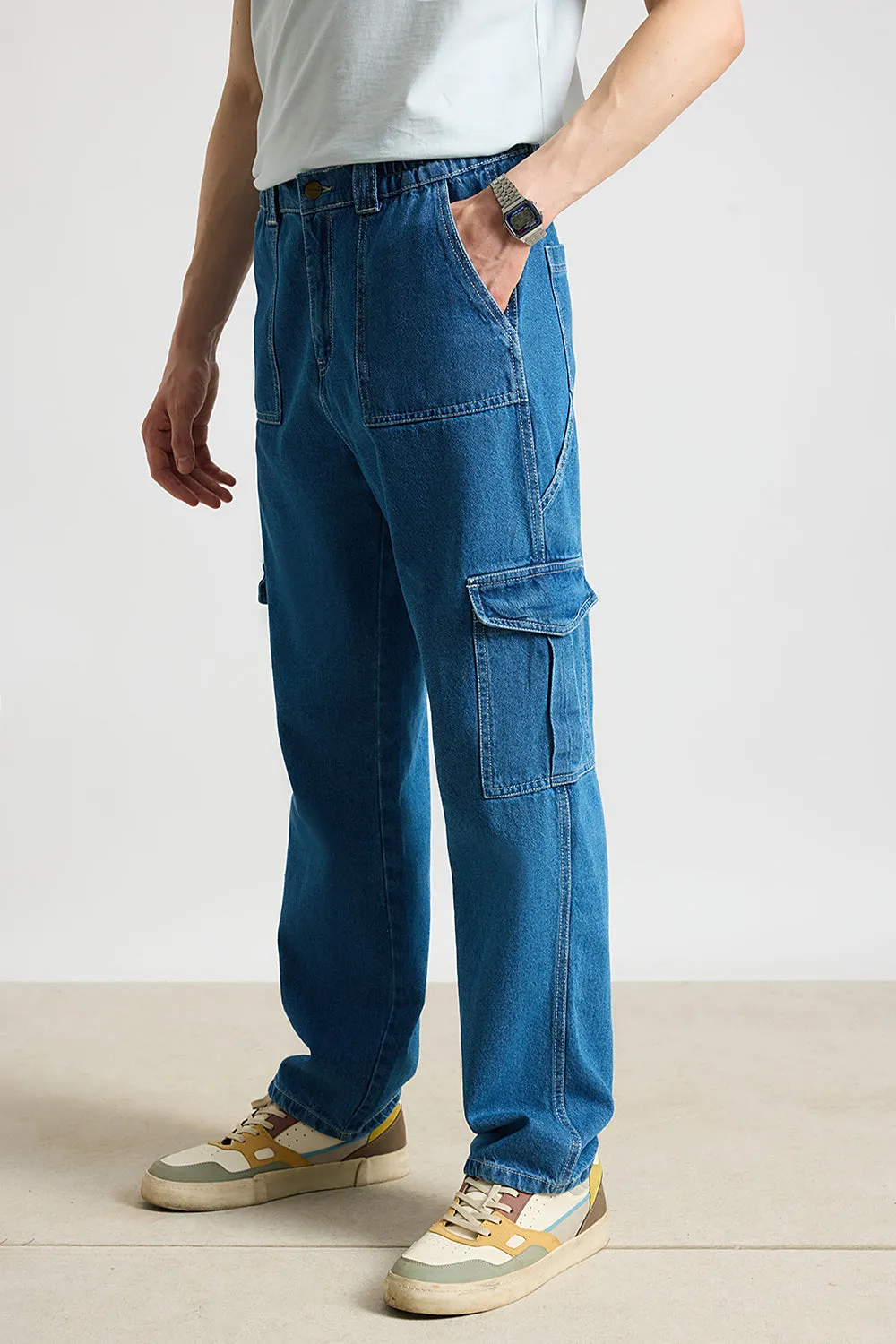 Blue Utility Men's Cargo Jeans