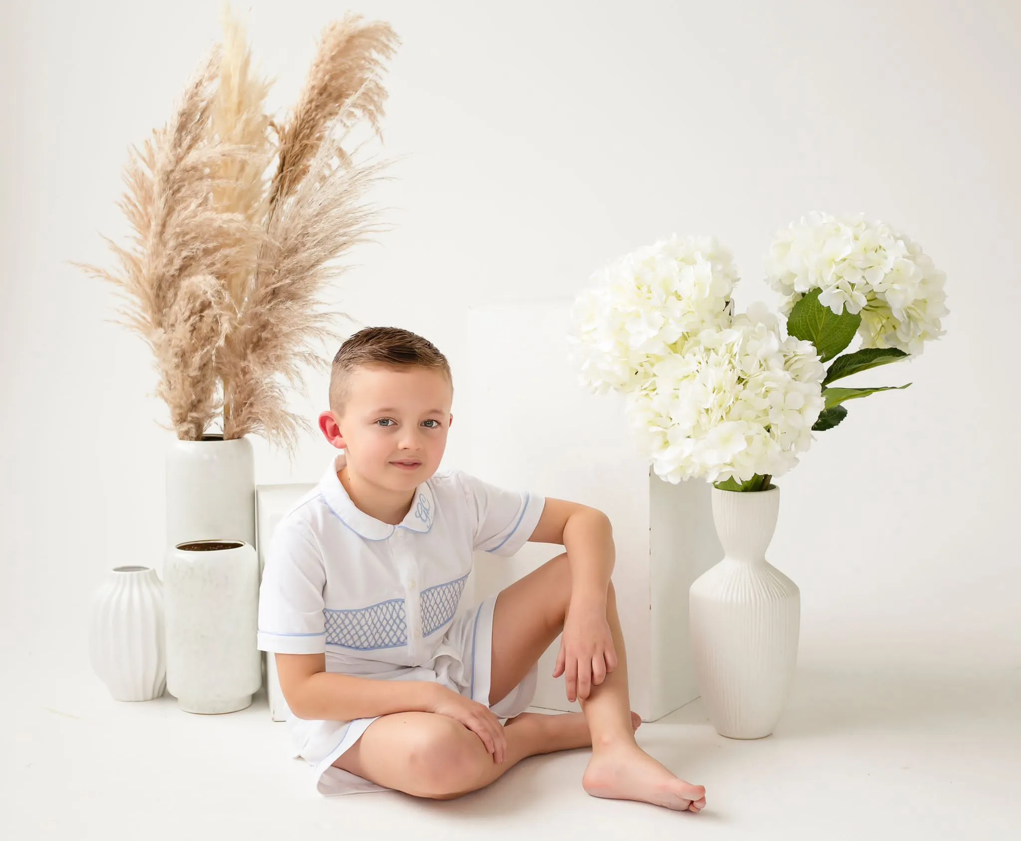 Boys Smocked Short Sleeve And Leg Pyjamas