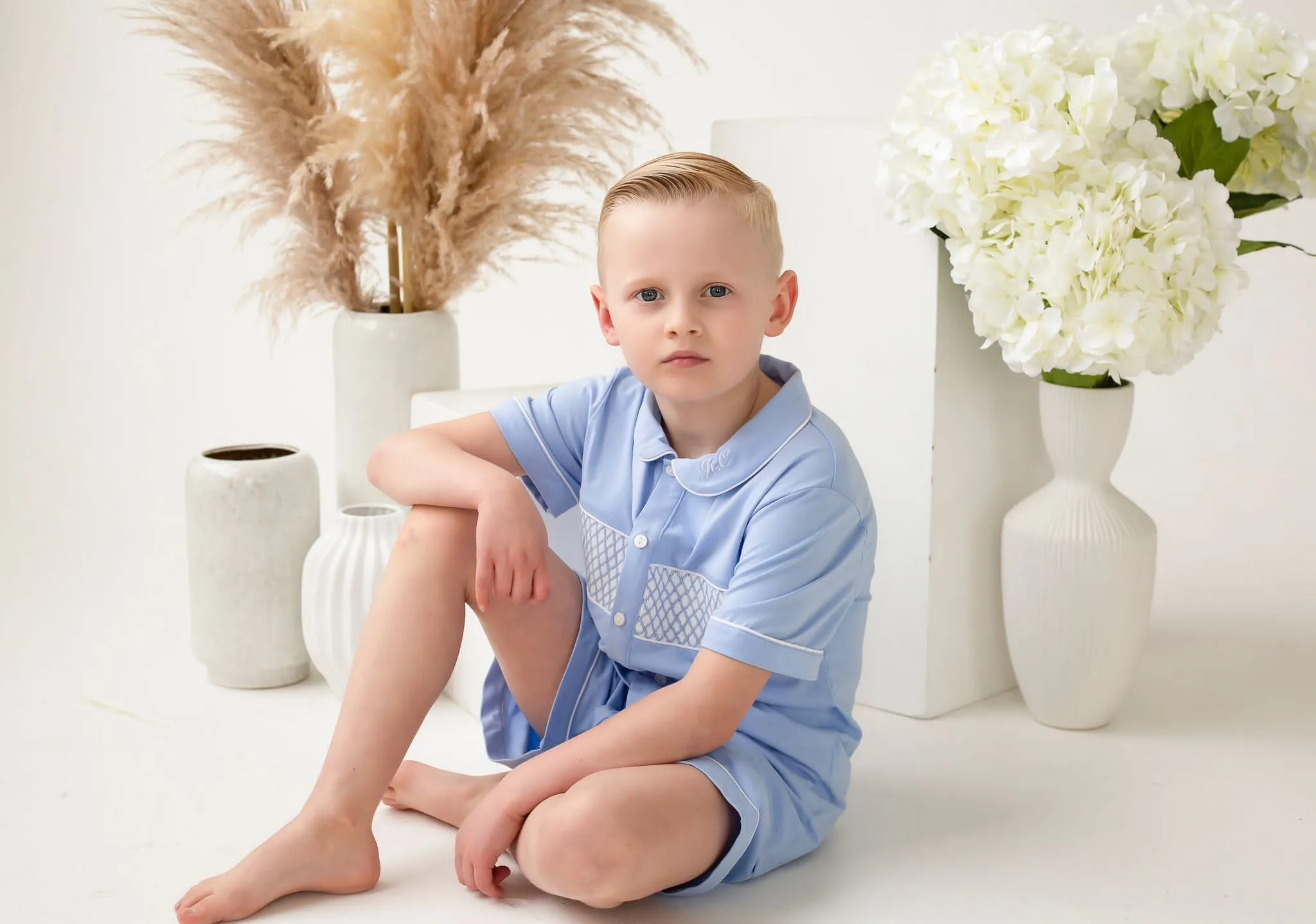 Boys Smocked Short Sleeve And Leg Pyjamas