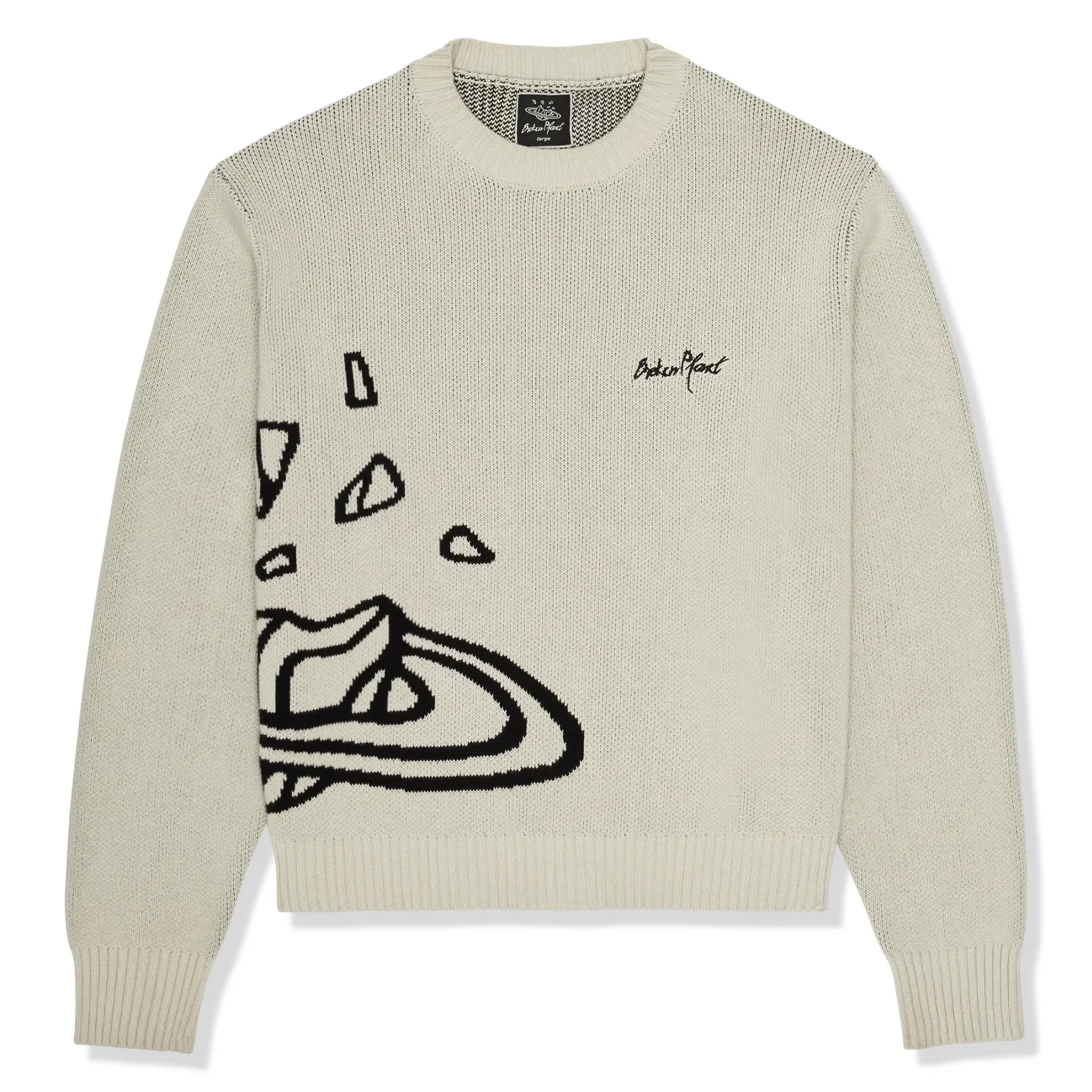 Broken Planet Bone White Planet Knit Sweatshirt