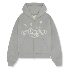 Broken Planet Zip-Up Heather Grey Hoodie