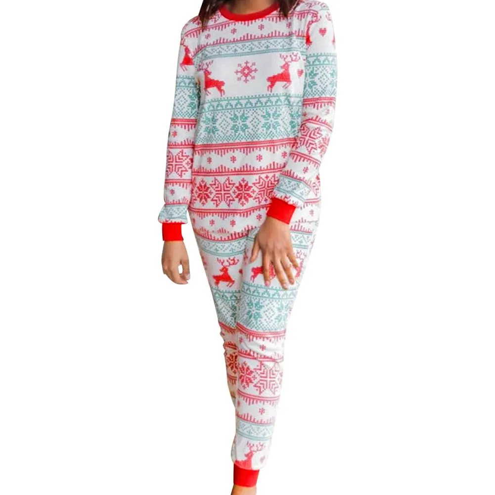 Christmas Pajamas Matching Family Pyjamas  Pajamas Parent-child Outfit for  Deer Reindeer Printed Long Sleeve Tee and Bottom Loungewear