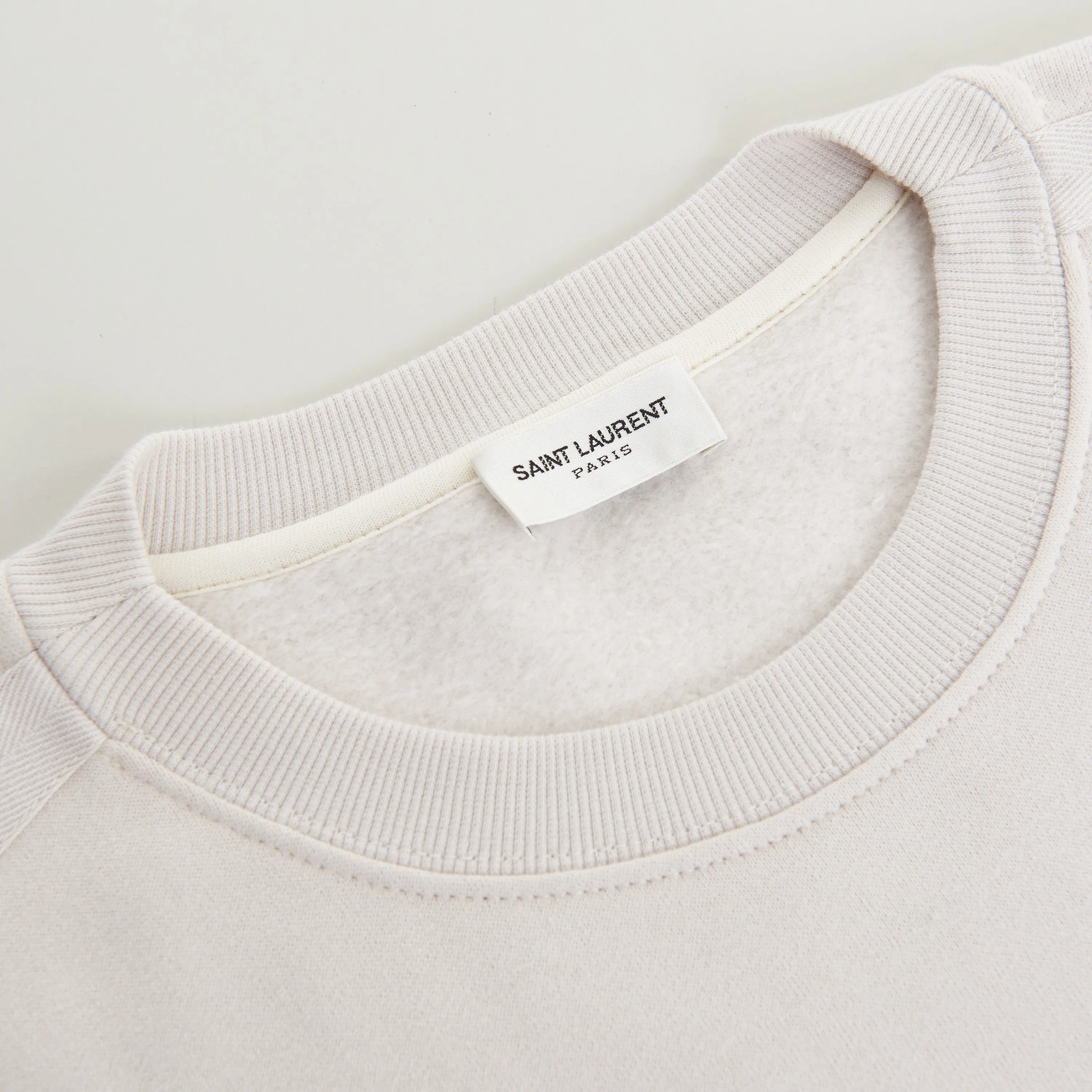 Cropped Crewneck Sweatshirt - Ribbed Trim, Embroidered Logo