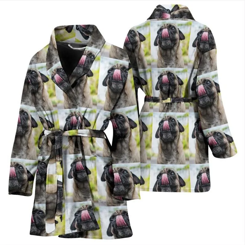 Custom Face or Photo Fleece Robe Personalized All Over Print Pajama Kimono Robe for Men Women