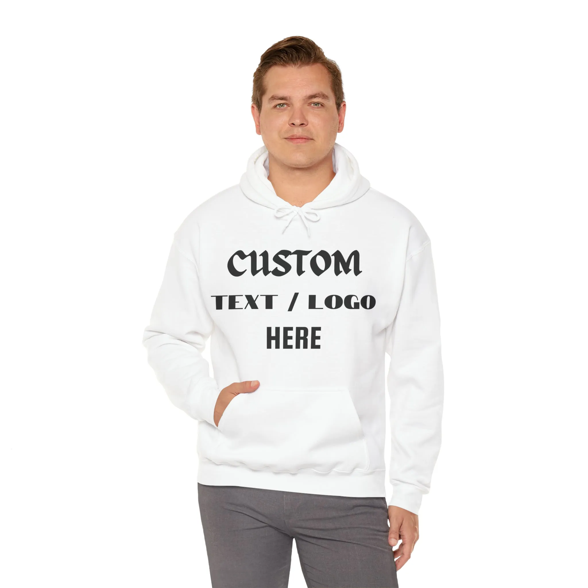 Custom Text Hoodie, Personalized Text Hoodie, Your Design, Your Photo Hoodie, Personalized Gift, Add Your Own Text, Custom Logo Hoodie - Unisex Heavy Blend Hooded Sweatshirt