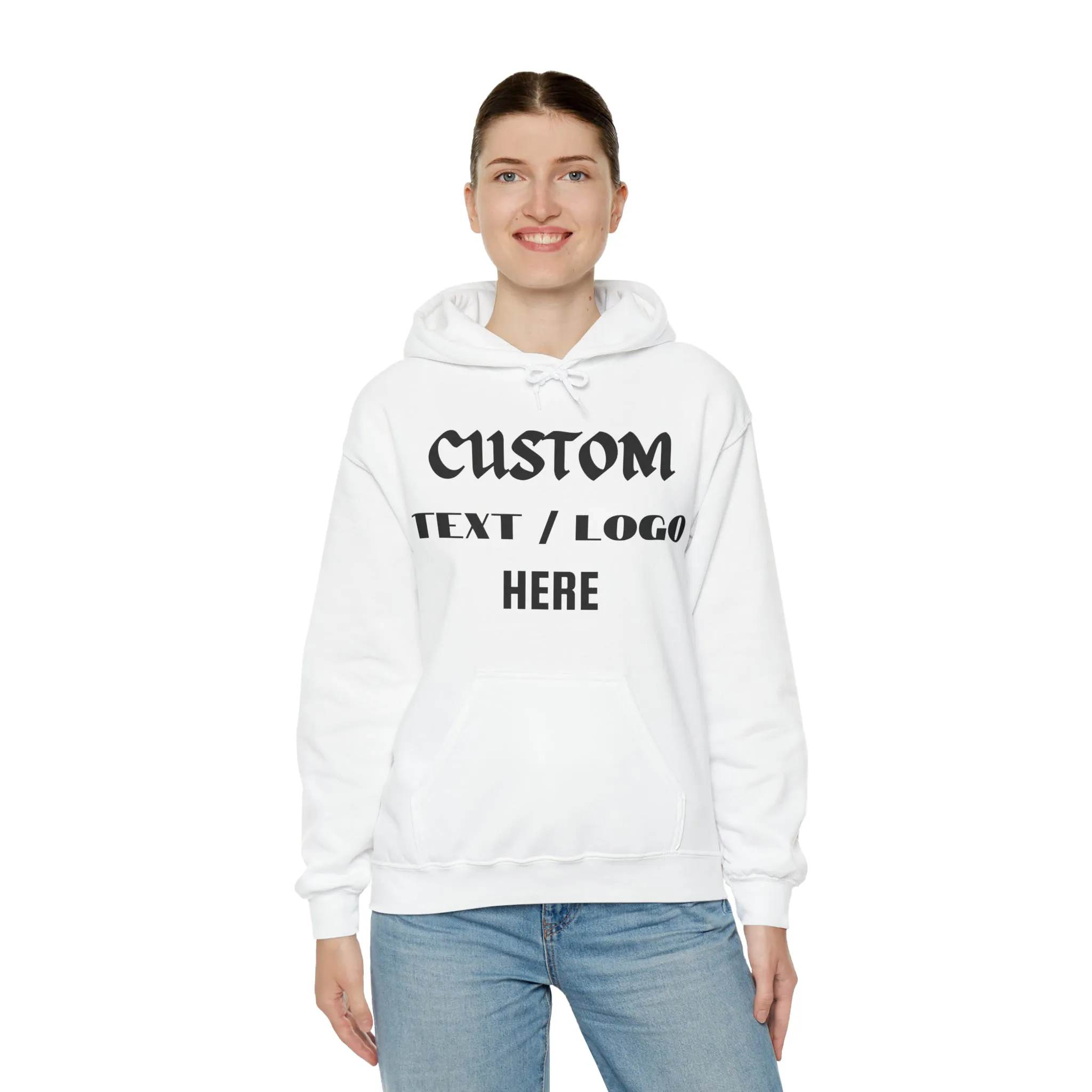 Custom Text Hoodie, Personalized Text Hoodie, Your Design, Your Photo Hoodie, Personalized Gift, Add Your Own Text, Custom Logo Hoodie - Unisex Heavy Blend Hooded Sweatshirt