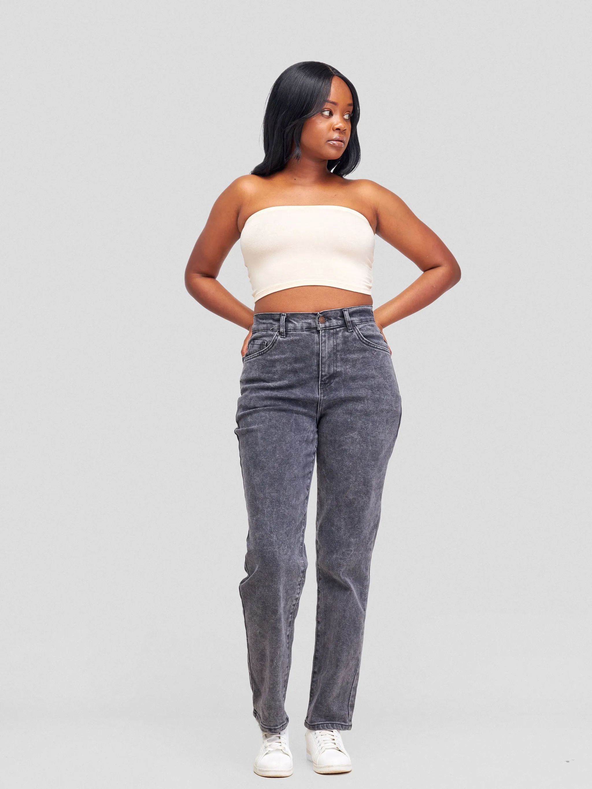 Denim Haven Mom Jeans - Dark Grey