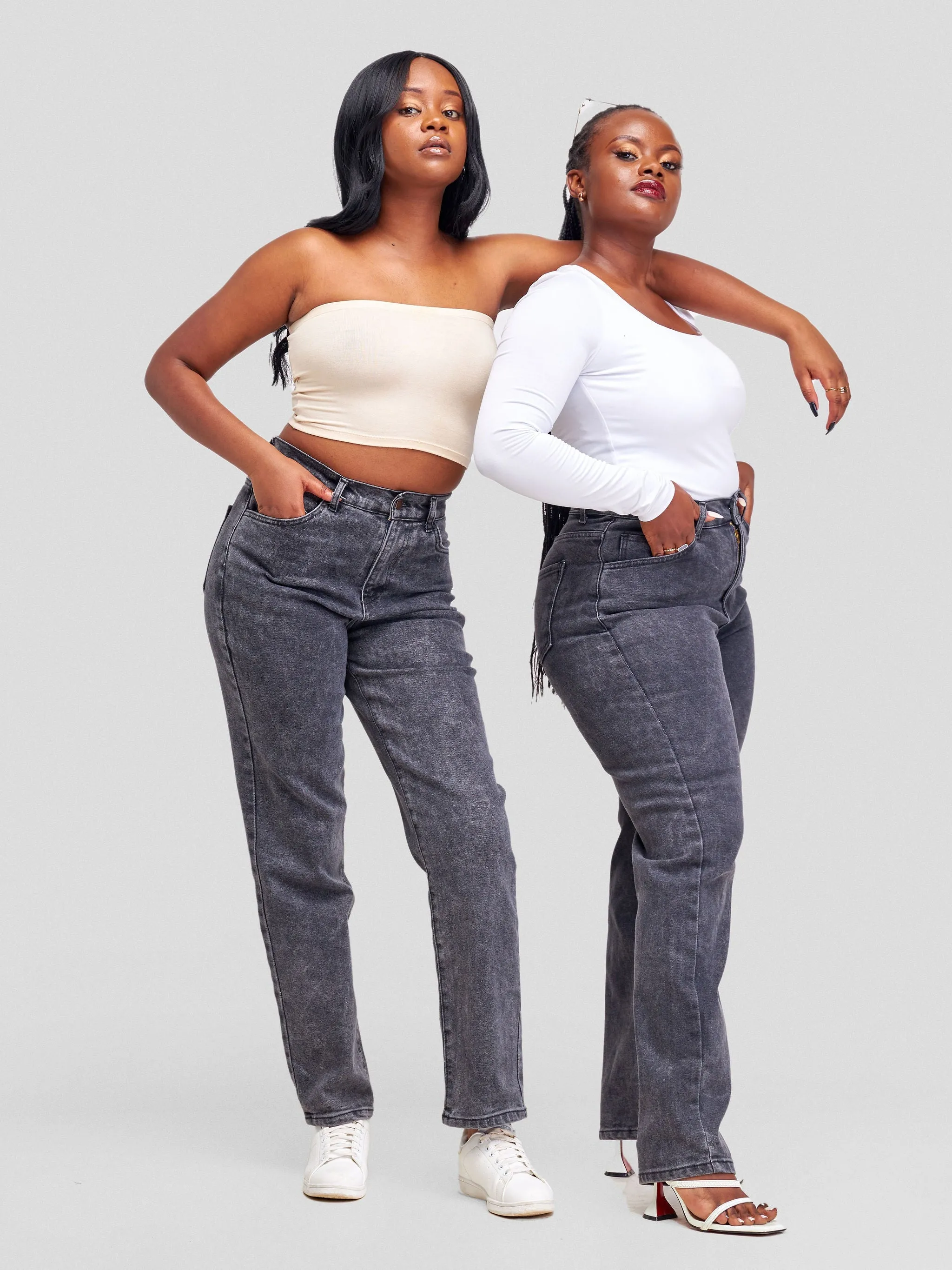 Denim Haven Mom Jeans - Dark Grey