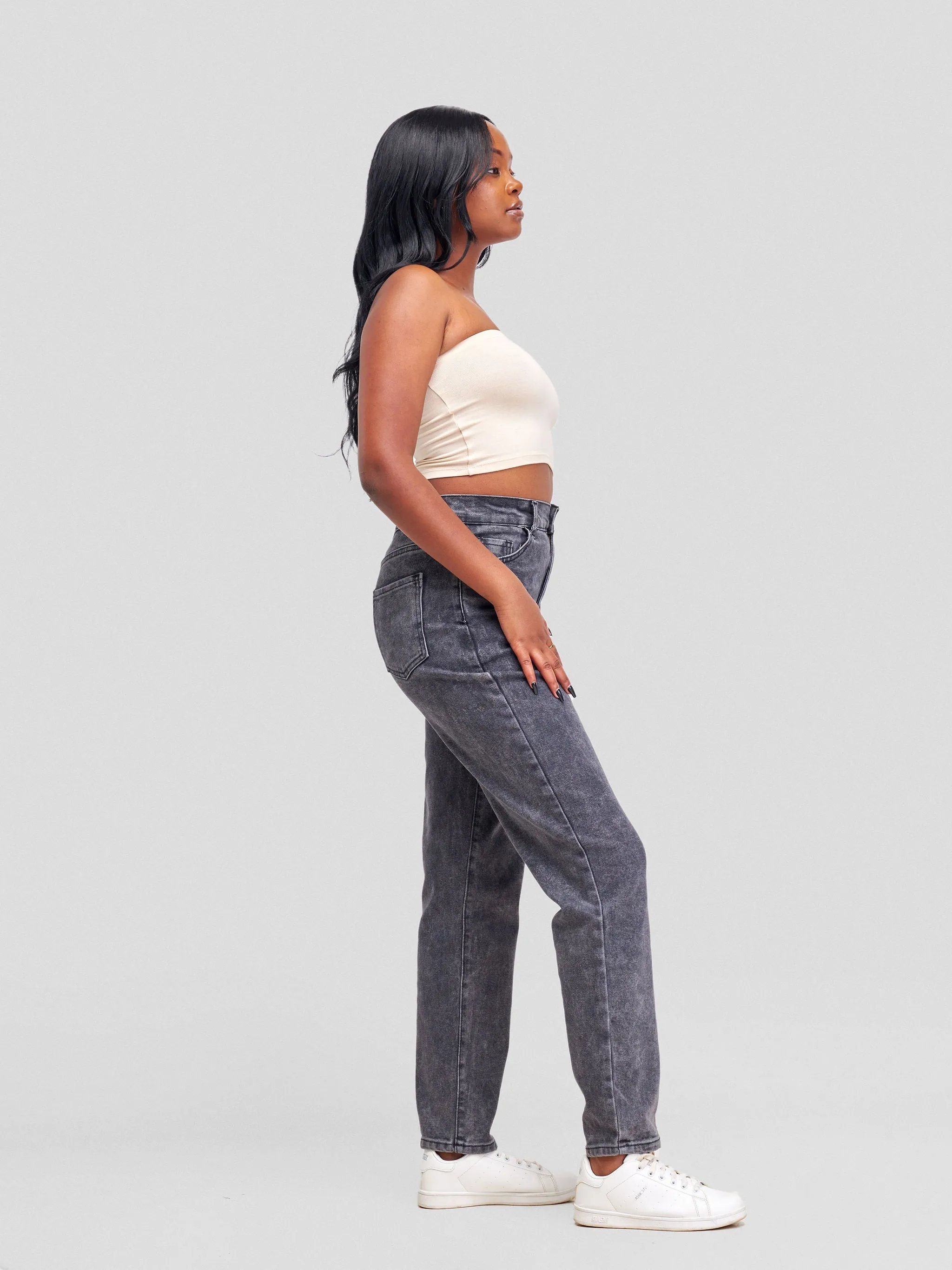 Denim Haven Mom Jeans - Dark Grey