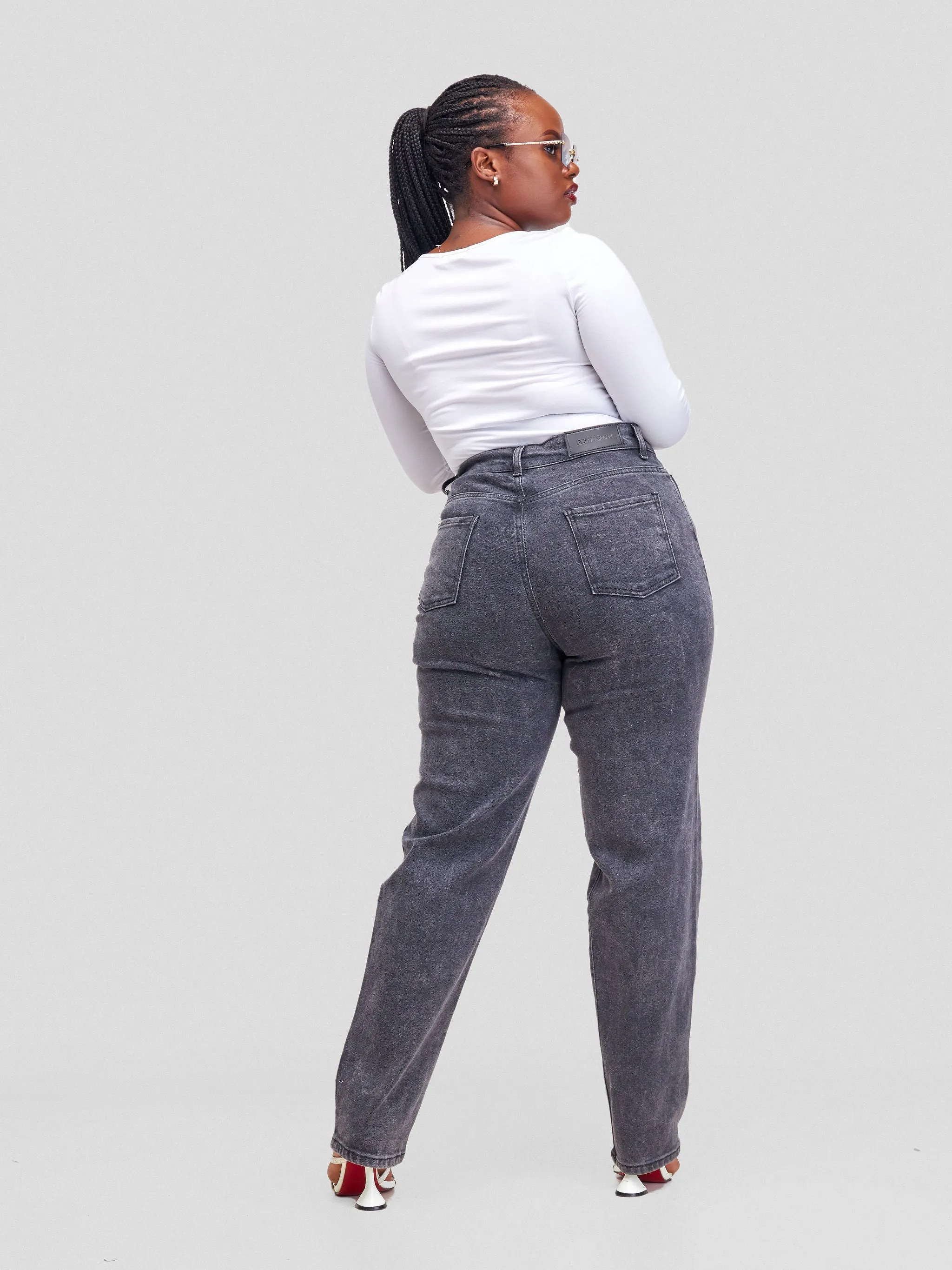 Denim Haven Mom Jeans - Dark Grey