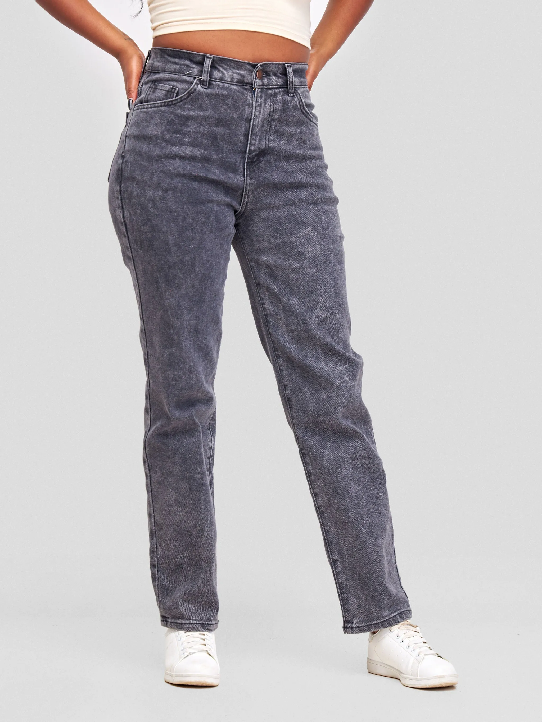 Denim Haven Mom Jeans - Dark Grey