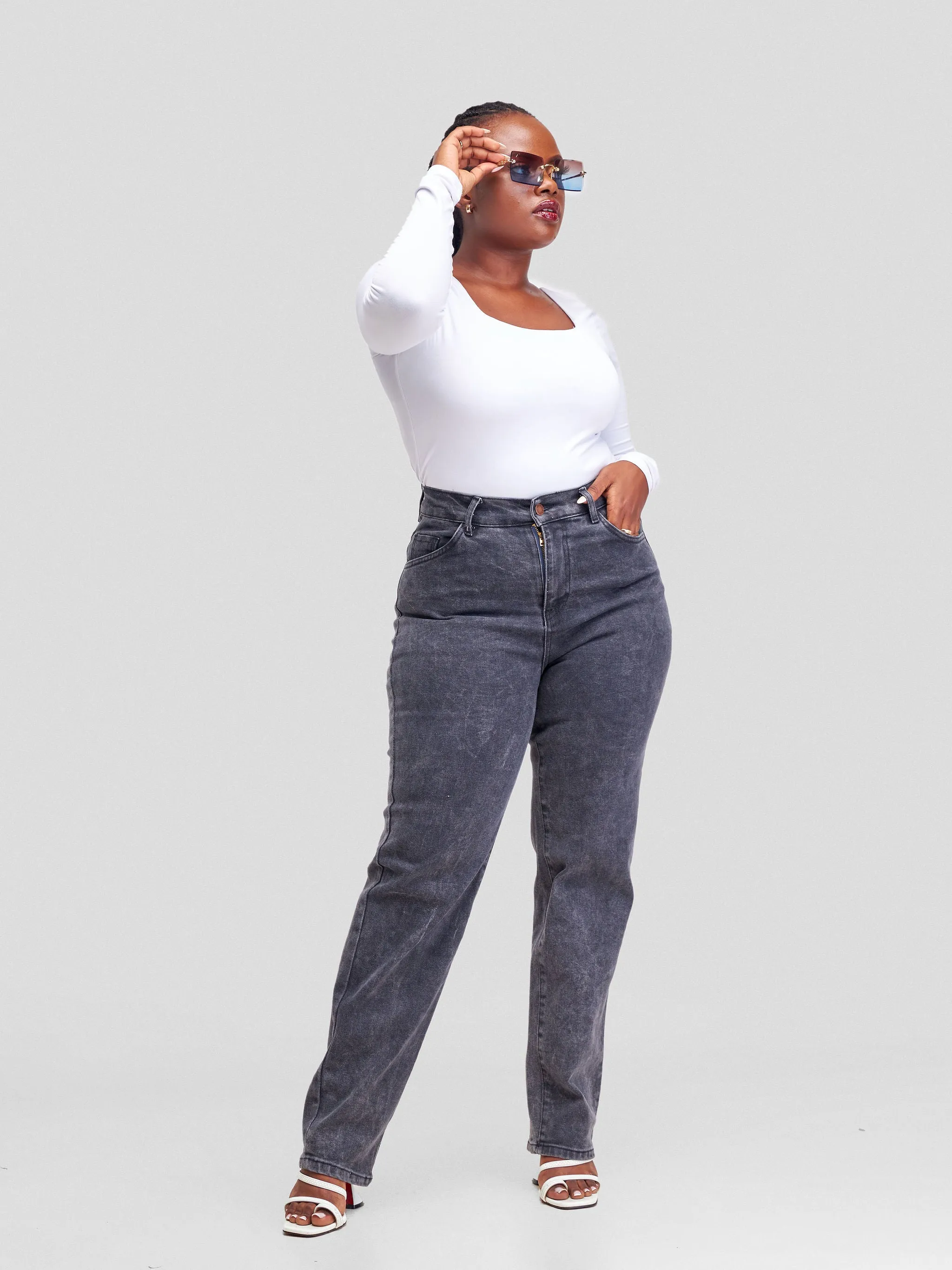 Denim Haven Mom Jeans - Dark Grey