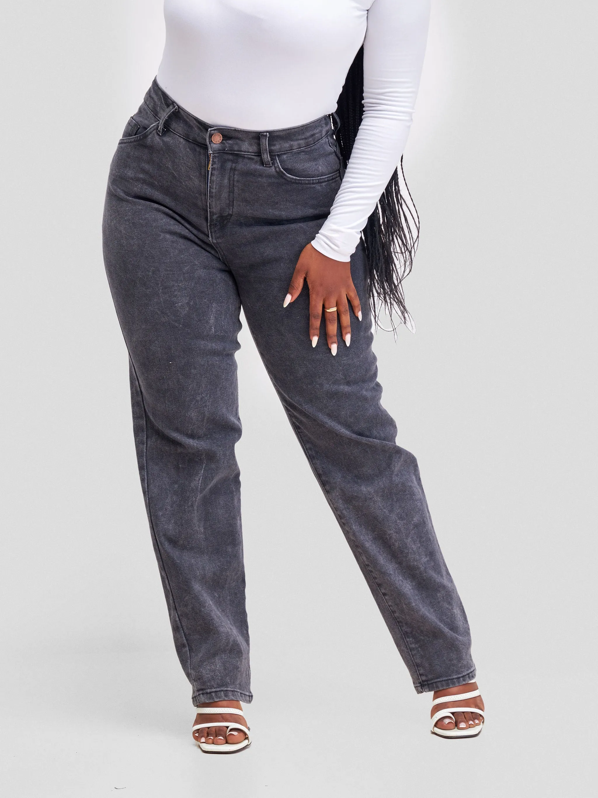 Denim Haven Mom Jeans - Dark Grey