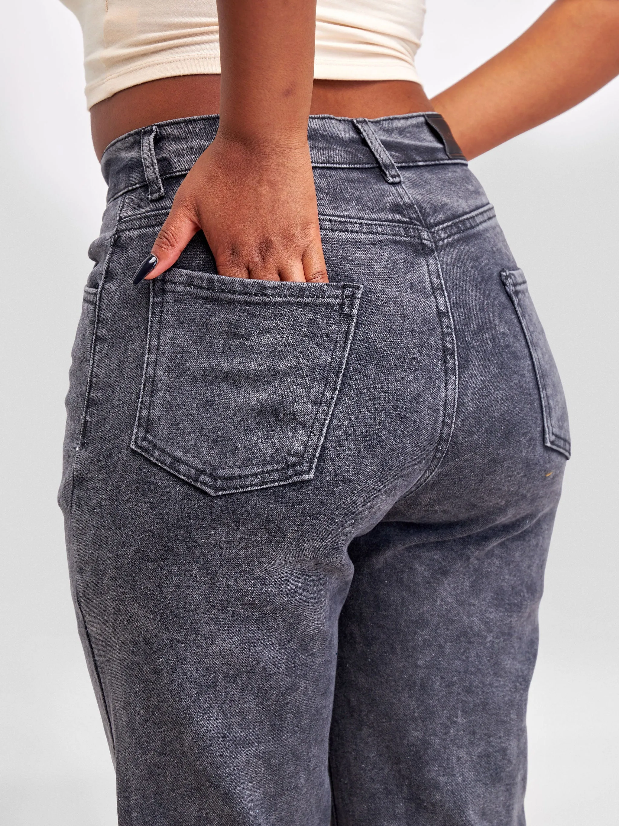 Denim Haven Mom Jeans - Dark Grey