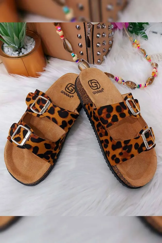 Stylish Double Buckle Suedette Footbed Sandals for Ultimate Comfort