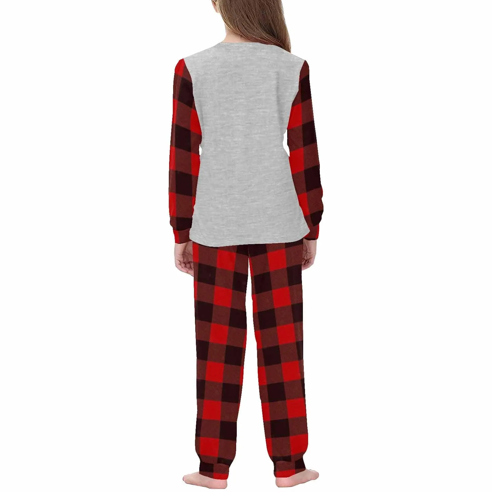 Face Pajamas Custom Face Red Plaid Red Christmas Hat Family Matching Long Sleeve Pajama Set Personalized Photo Loungewear