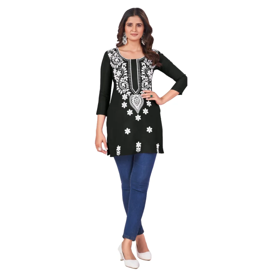 Fancy Chikankari Embroidery Women's Short Top