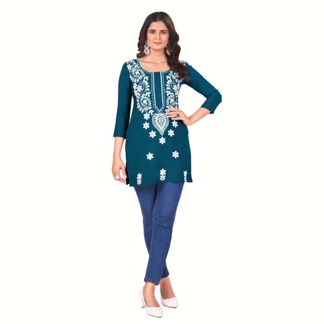 Fancy Chikankari Embroidery Women's Short Top