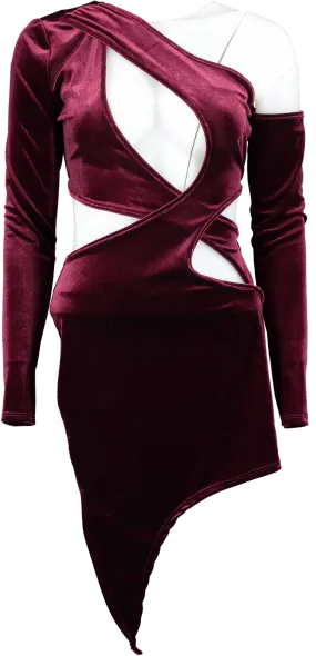 Fashion Nova Red Burgundy At The Night Show Velvet Mini Dress UK S