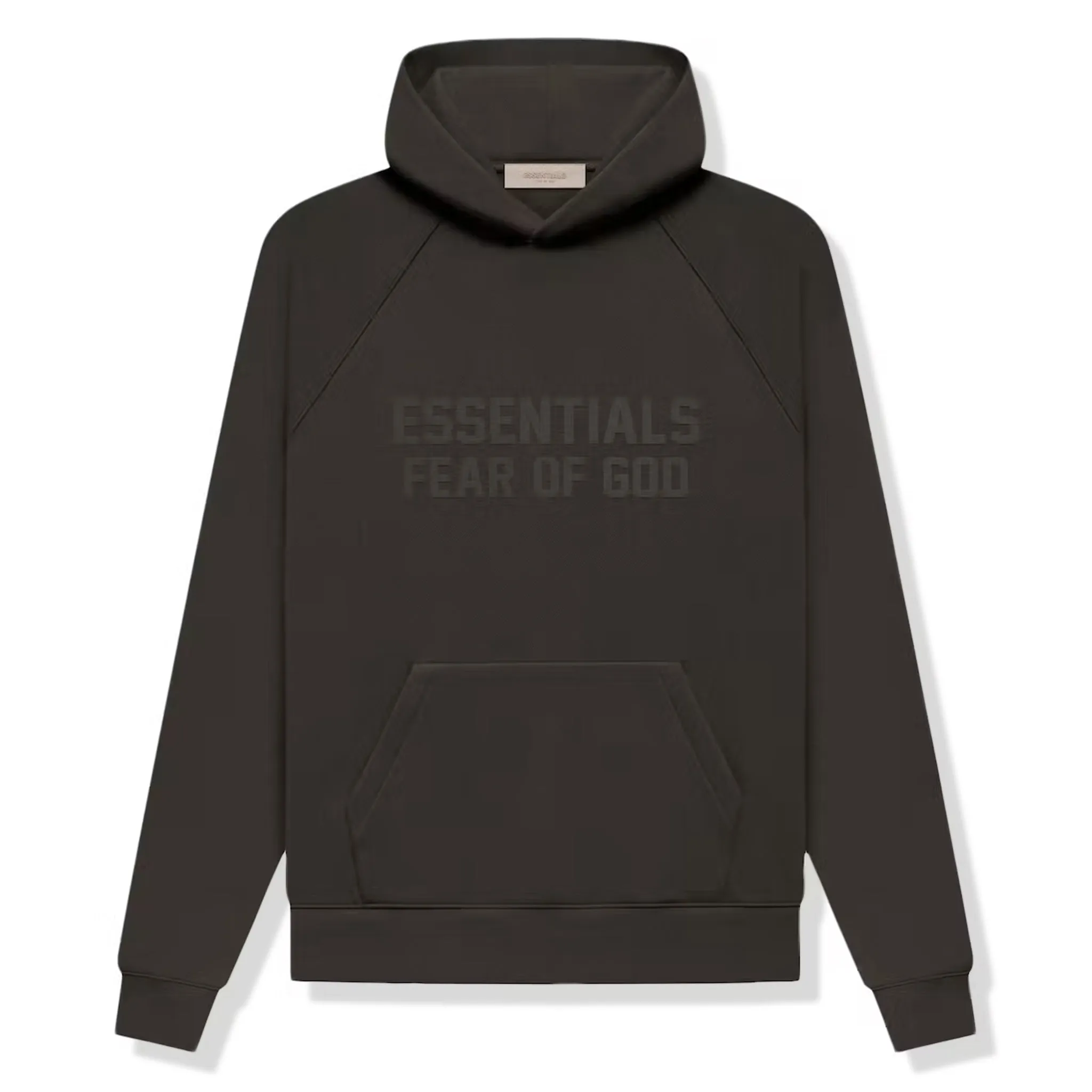 Fear Of God Essentials Logo Flocked Off Black Hoodie