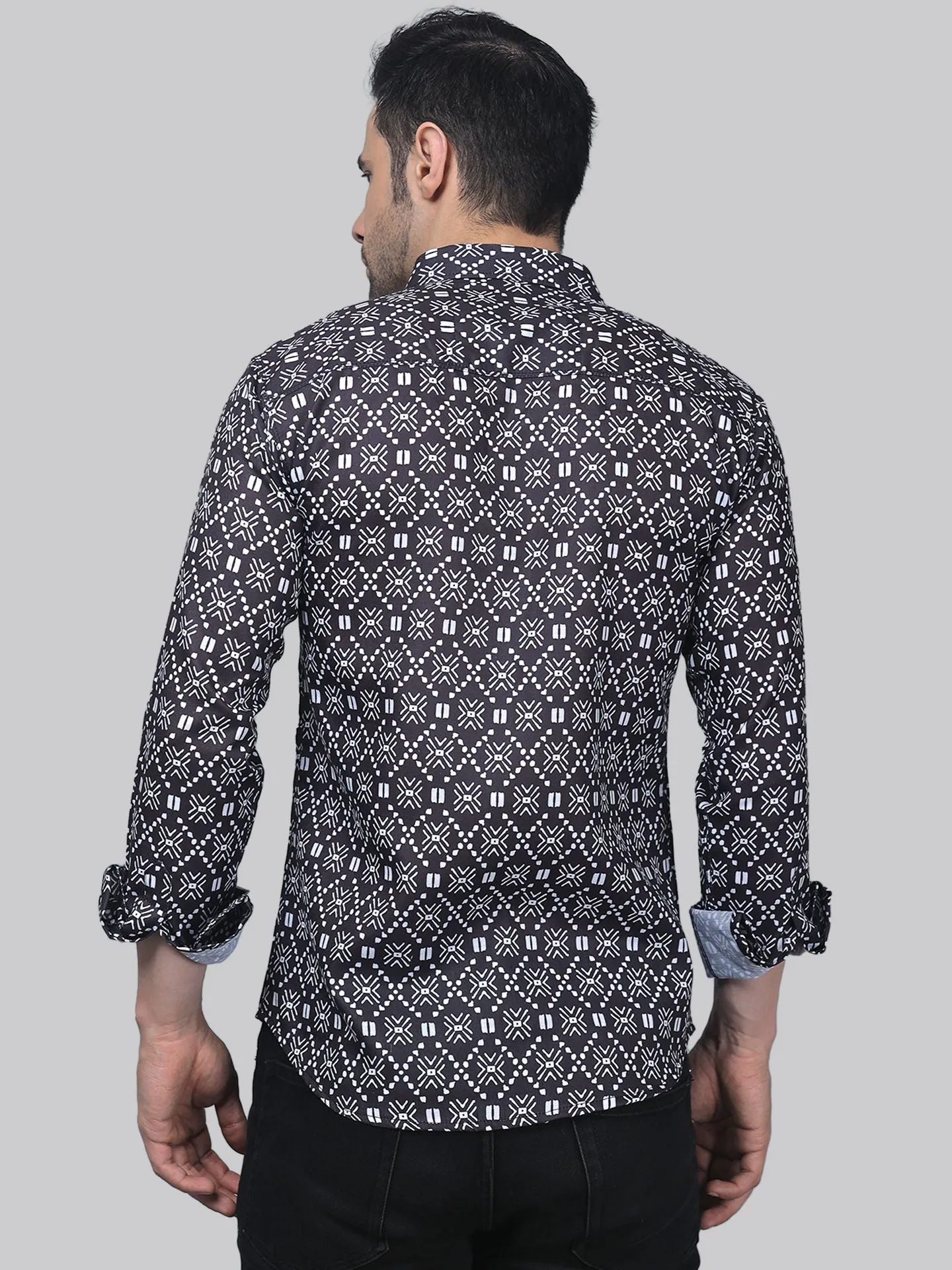 Floral Frenzy Men's Printed Full Sleeve Cotton  Button-Up Shirt For Men