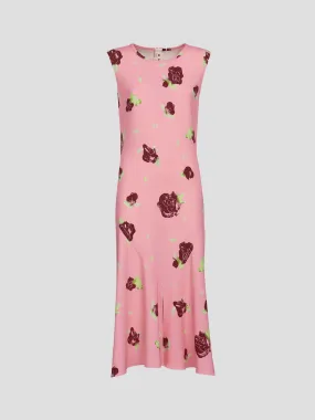 Floral Midi Dress in Pink/Red