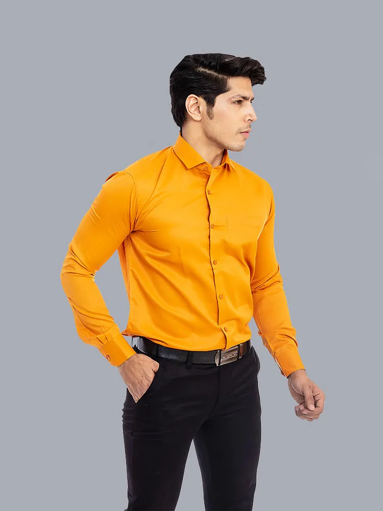 Formal Combination for Men - Mustard Solid Giza Formal Shirt