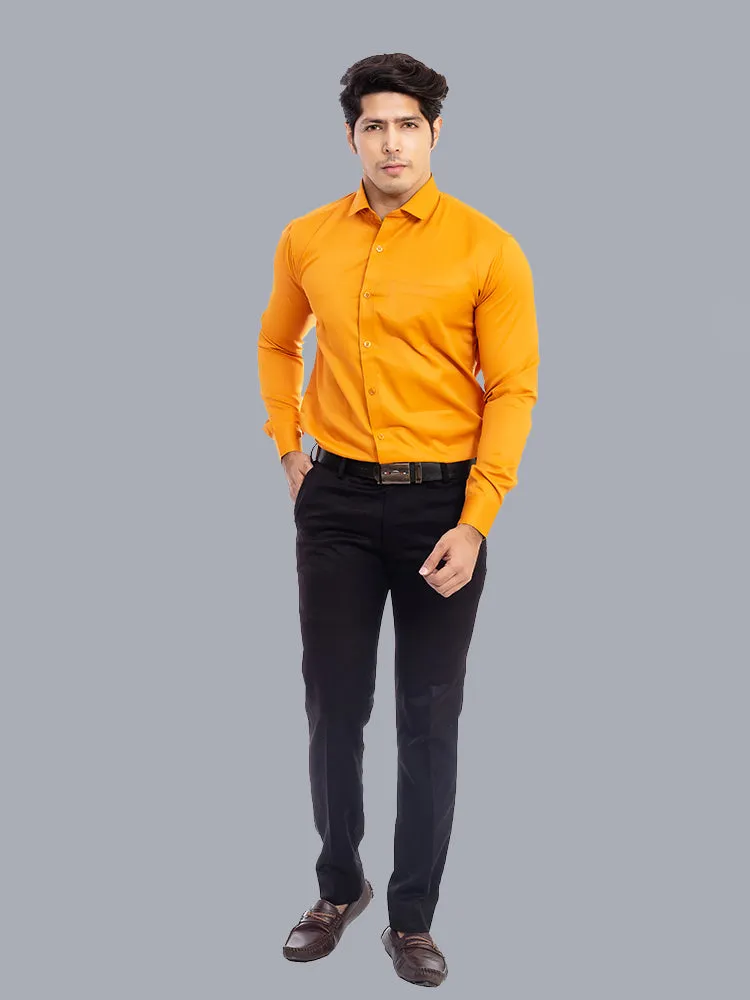 Formal Combination for Men - Mustard Solid Giza Formal Shirt