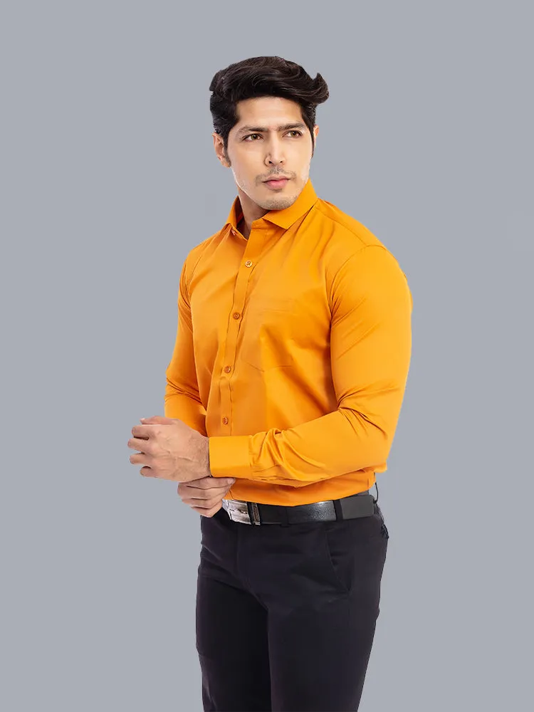 Formal Combination for Men - Mustard Solid Giza Formal Shirt