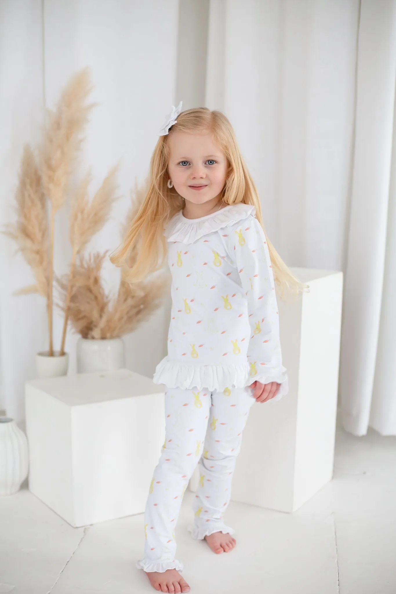 Girls Lemon Bunny Print Pyjamas