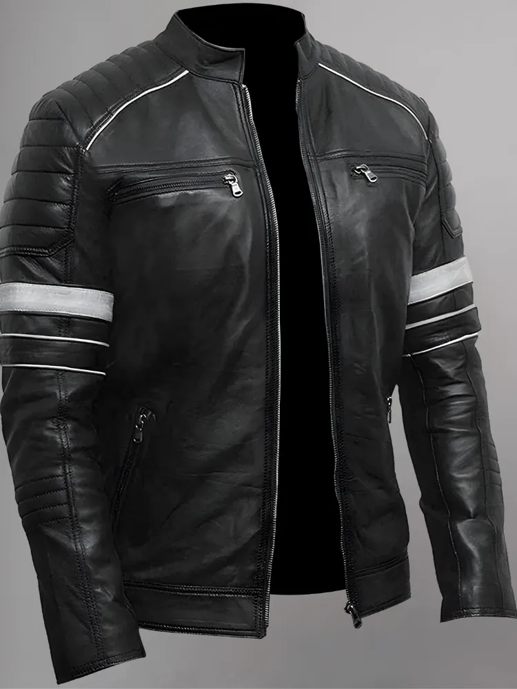 Green Men Biker Leather Jacket