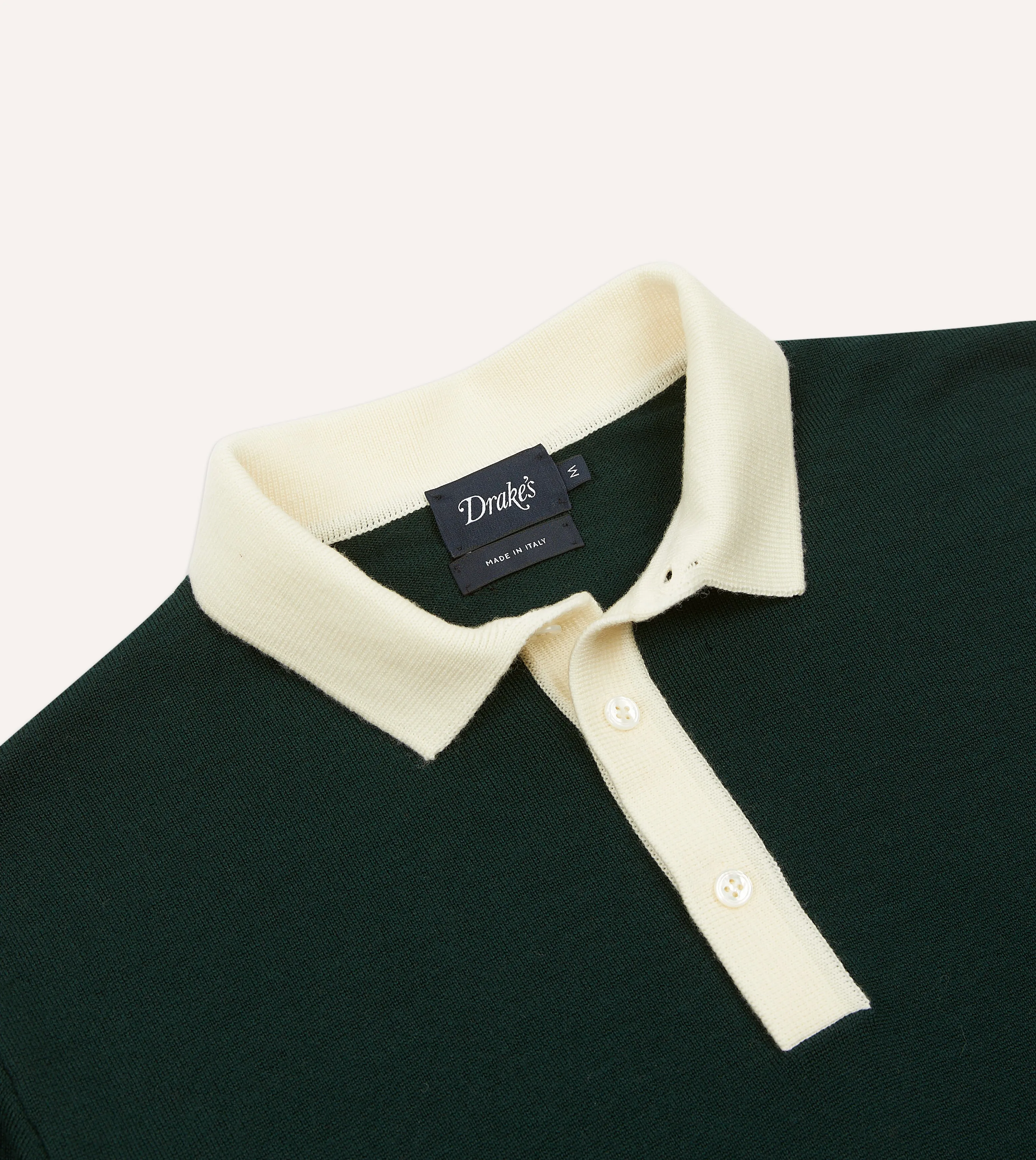 Mens Green Merino Wool Knitted Rugby Shirt - Stylish, Comfortable & Warm