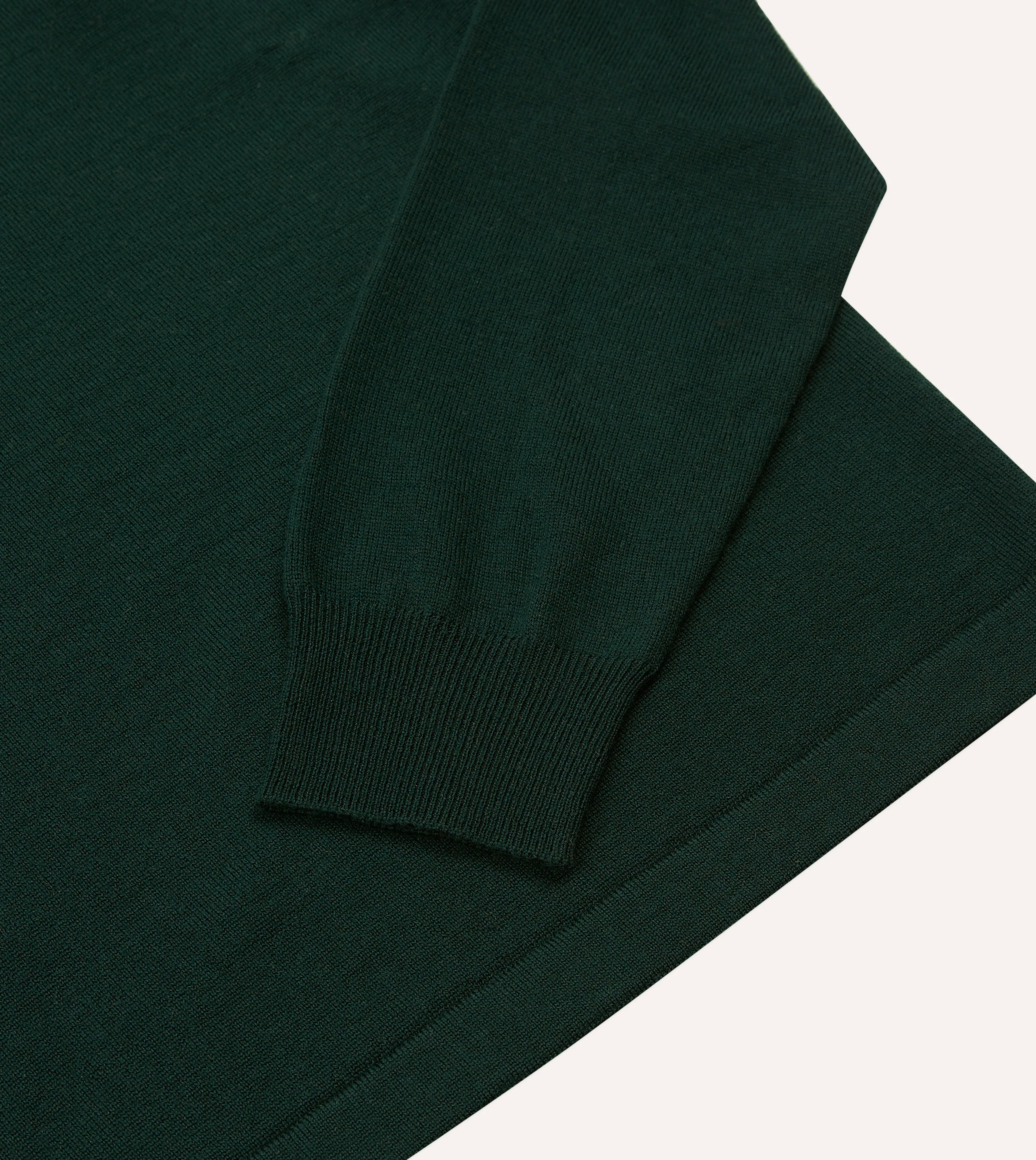 Mens Green Merino Wool Knitted Rugby Shirt - Stylish, Comfortable & Warm