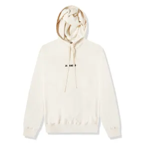 Jil Sander Logo Printed Off White Hoodie