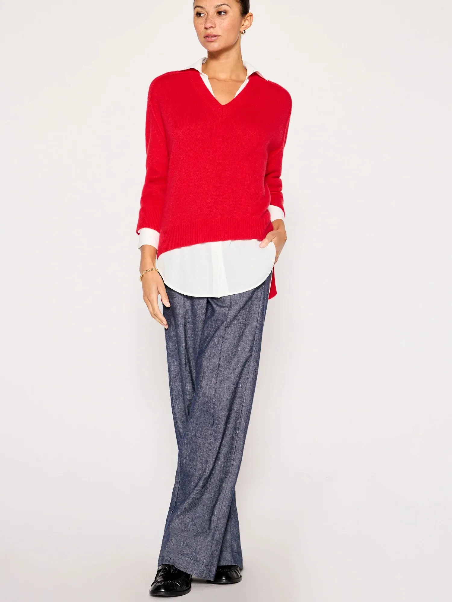 BROCHU WALKER Looker Layered V-Neck Sweater