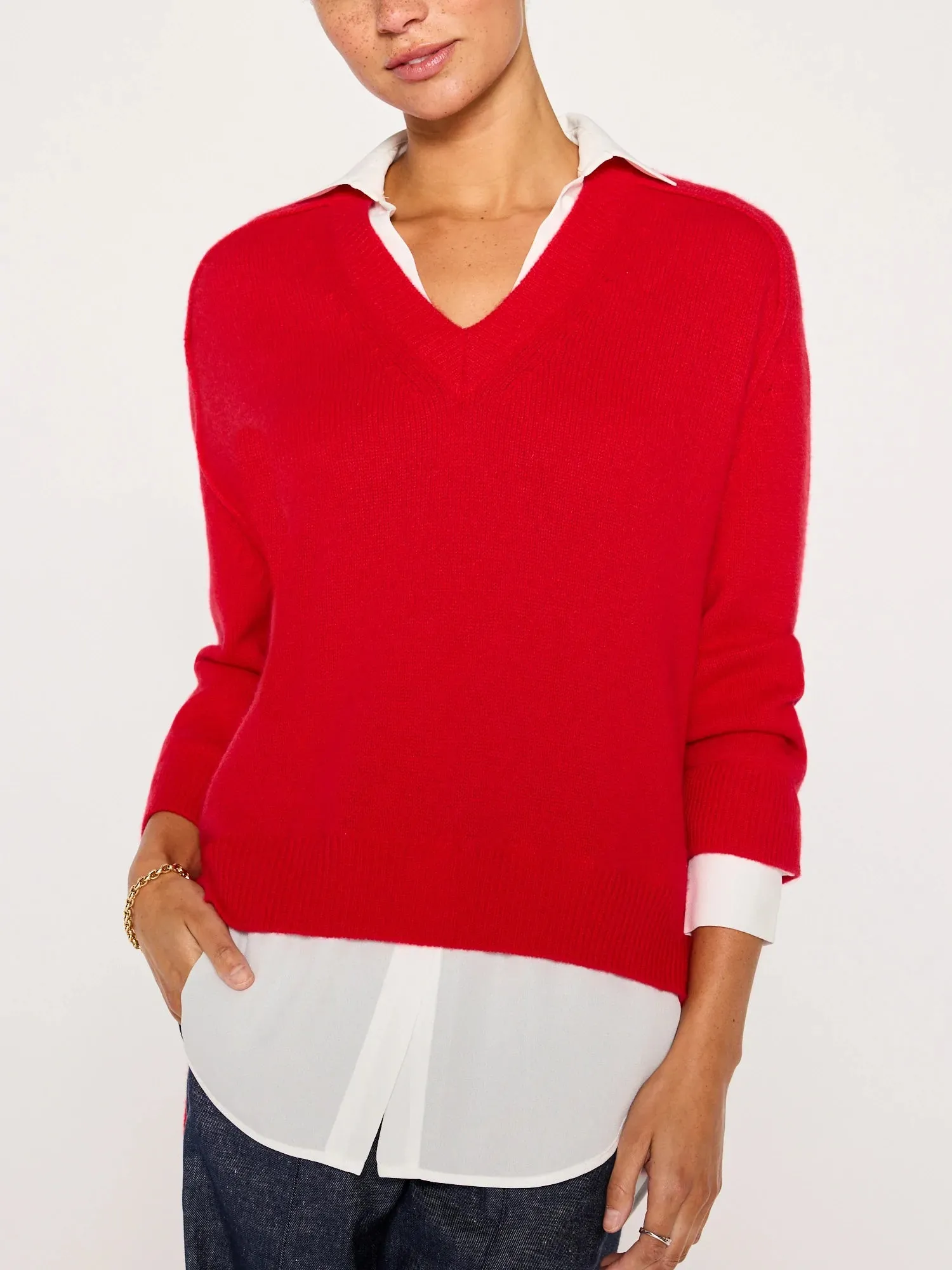 BROCHU WALKER Looker Layered V-Neck Sweater