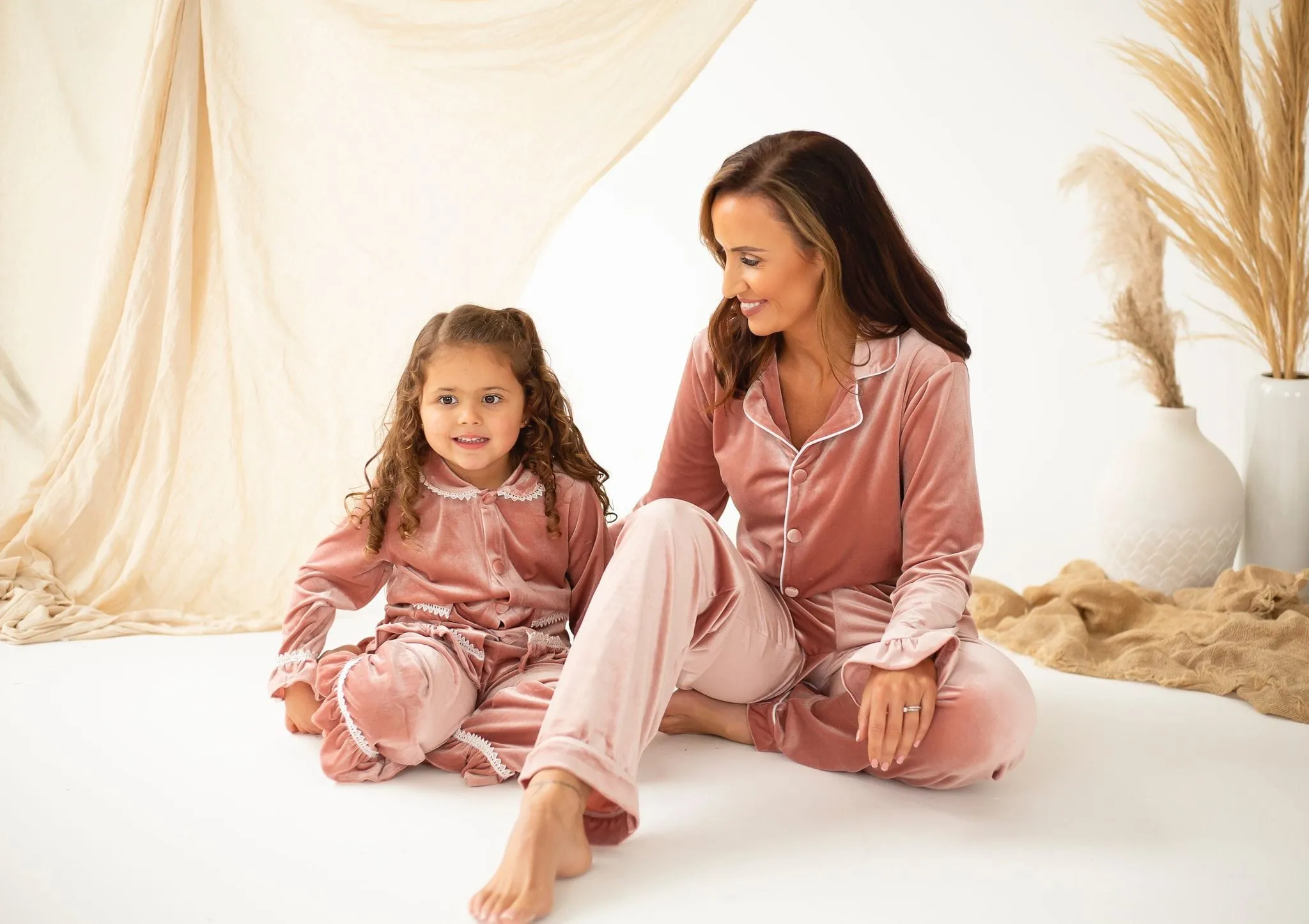 Ladies Luxe Blush Pink Velour Pyjamas