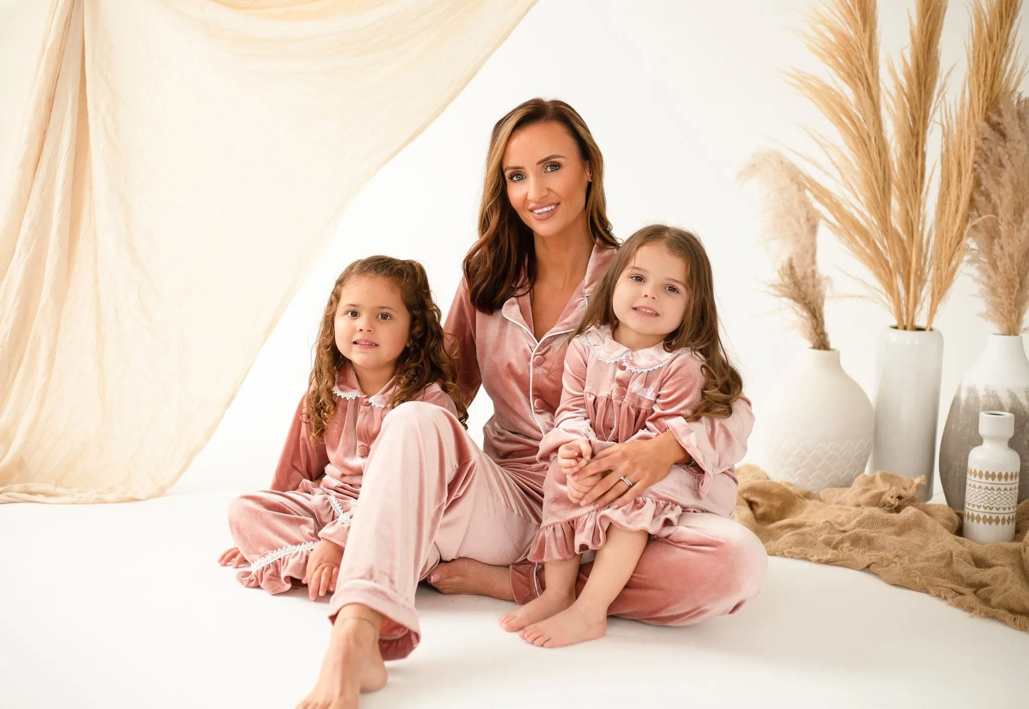 Ladies Luxe Blush Pink Velour Pyjamas